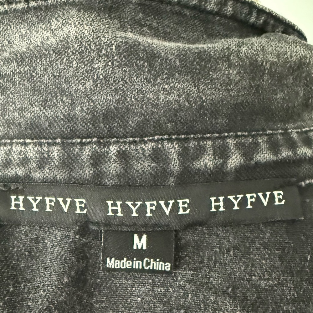 🖤 HYFVE Acid Wash Cotton Shirt Dress Pleated Waist Snap Front Medium🖤 - Picture 13 of 15
